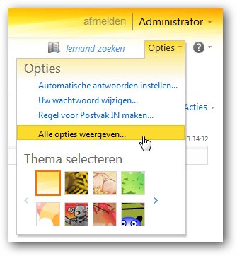 Outlook Web App- alle opties weergeven