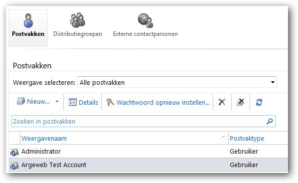 Outlook Web App- account selecteren