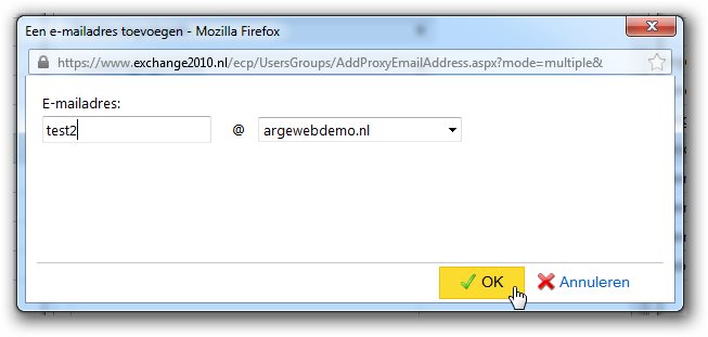 Outlook Web App- alias toevoegen
