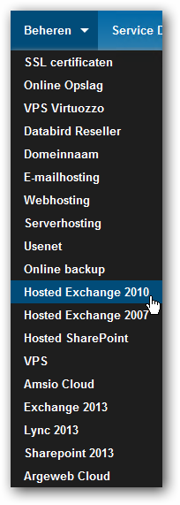 Beheren Hosted Exchange 2010