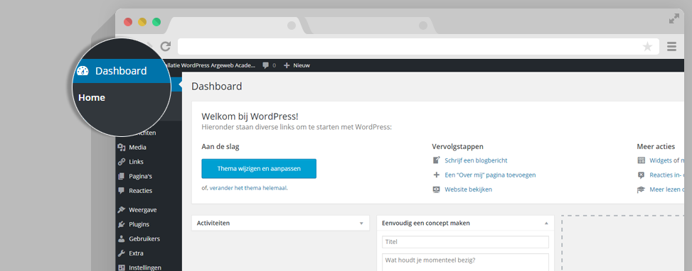 WordPress dashboard