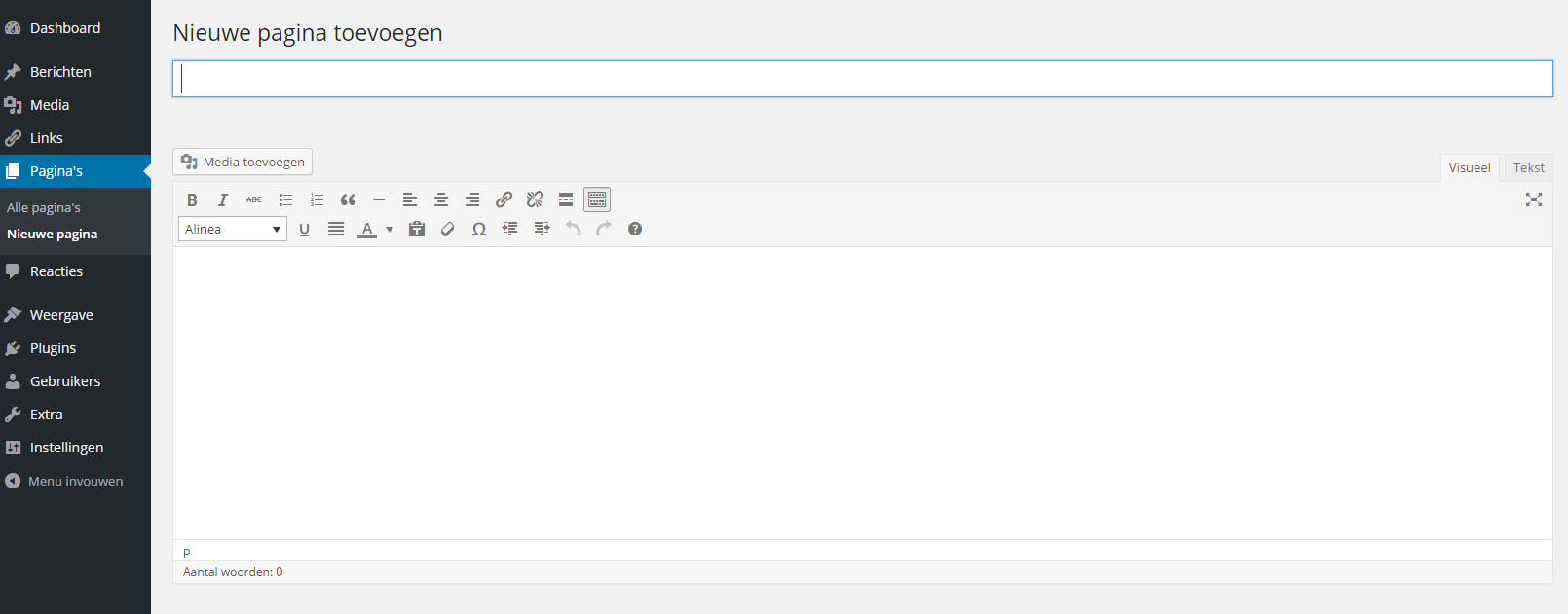 Nieuwe WordPress pagina toevoegen