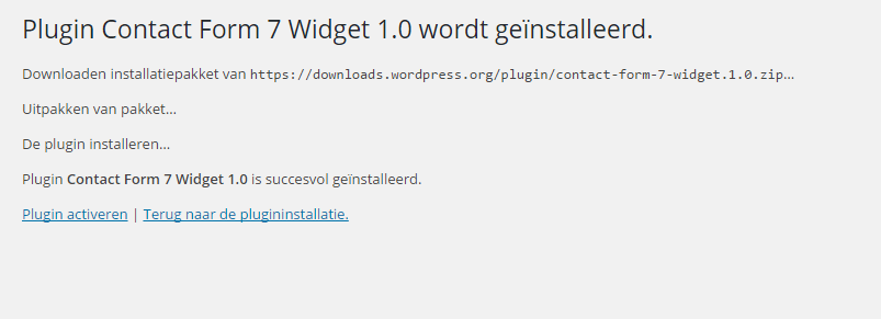 Plugin widget geïnstalleerd