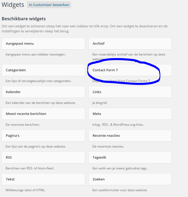 Contact form 7 widget