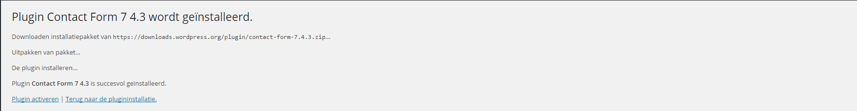 Plugin geïnstalleerd