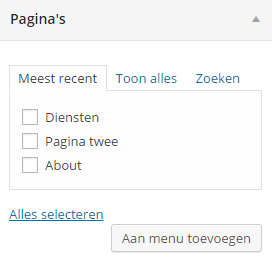 Pagina's toevoegen aan WordPress menu