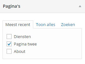 Pagina selecteren voor menu