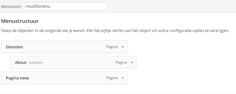 Menustructuur WordPress