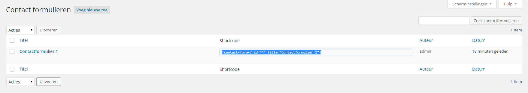 Contactformulier WordPress