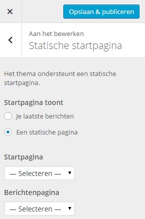 wordpress statische startpagina