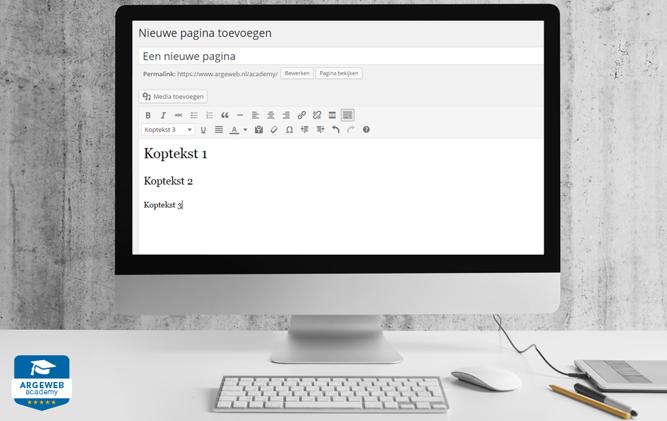 Website menu inrichten en teksten schrijven