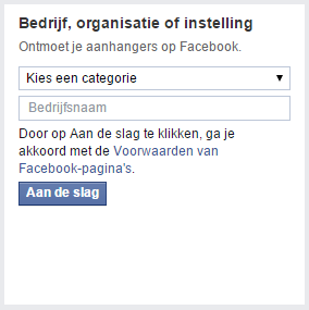 Bedrijfsinformatie toevoegen Facebook account