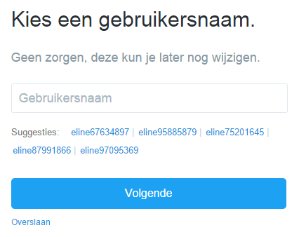 Gebruikersnaam toevoegen Twitter