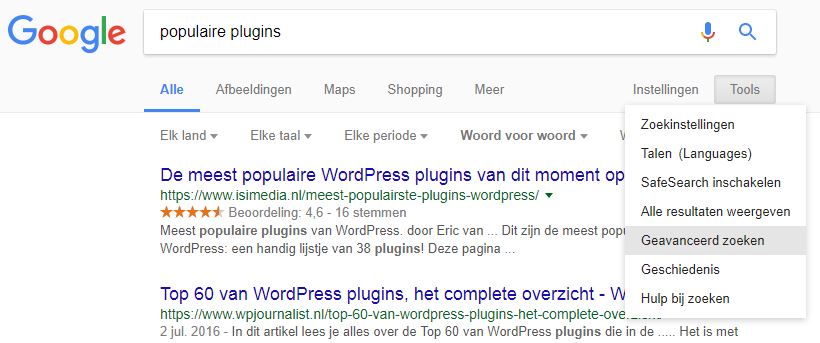 Google geavanceerd zoeken