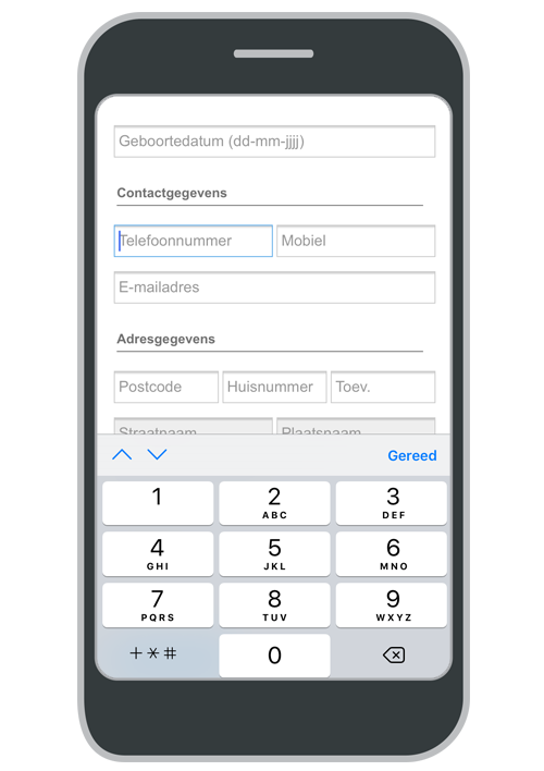 Telefoon code formulier