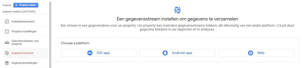 google analytics gegevensstream kiezen