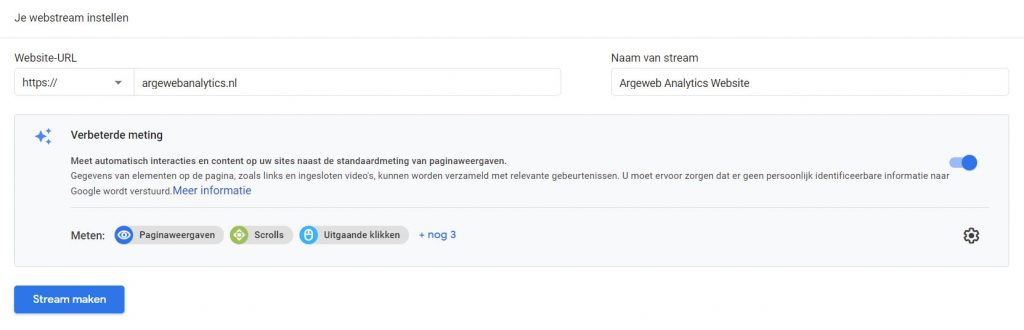 google analytics webstream instellen