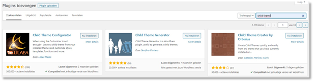 wordpress child theme configurator plug-in