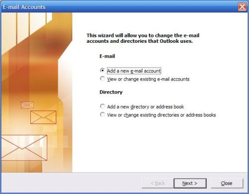 Nieuw mailaccount toevoegen in Outlook 2003