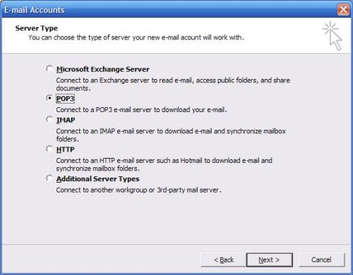 POP3 account toevoegen in Outlook 2003