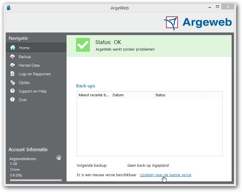 Online Back-up software updaten naar nieuwste versie Online Back-up software updaten naar nieuwste versie