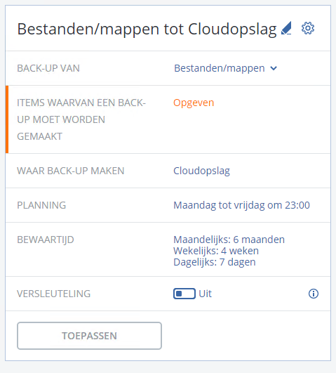 Acronis taak opgeven Acronis taak opgeven
