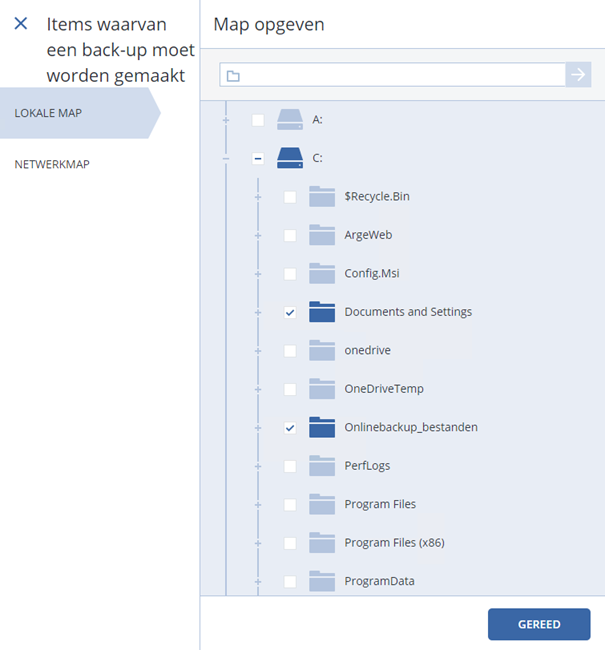 Acronis bestanden selecteren Acronis bestanden selecteren