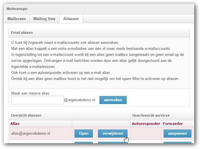 e-mail alias verwijderen e-mail alias verwijderen
