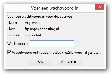 Invoeren wachtwoord FTP