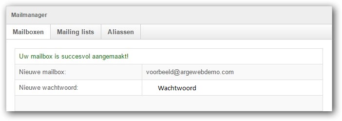 mailbox aangemaakt mailbox aangemaakt