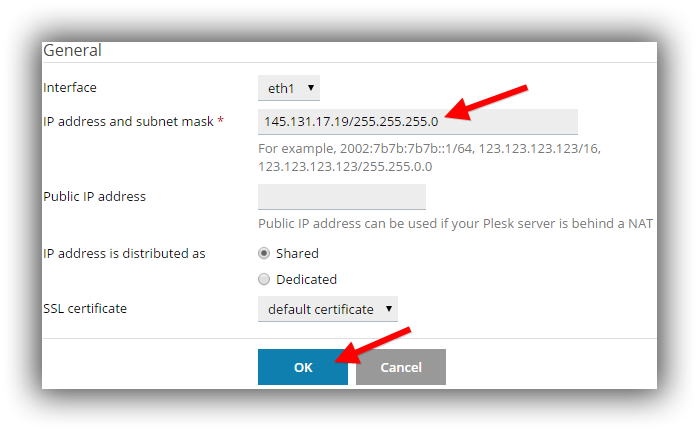 add ip address plesk