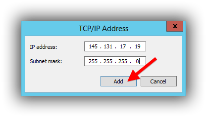 add nieuw IP-adres