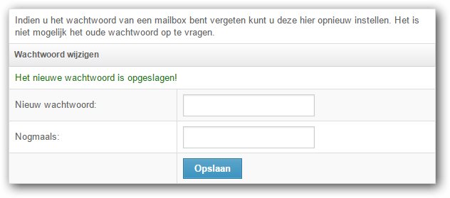 het nieuwe wachtwoord is opgeslagen