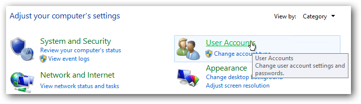 user accounts user accounts