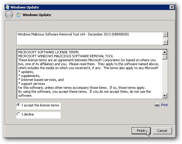 Windows Updates- Gebruikersvoorwaarden accepteren