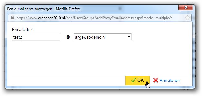 Outlook Web App- alias toevoegen Outlook Web App- alias toevoegen