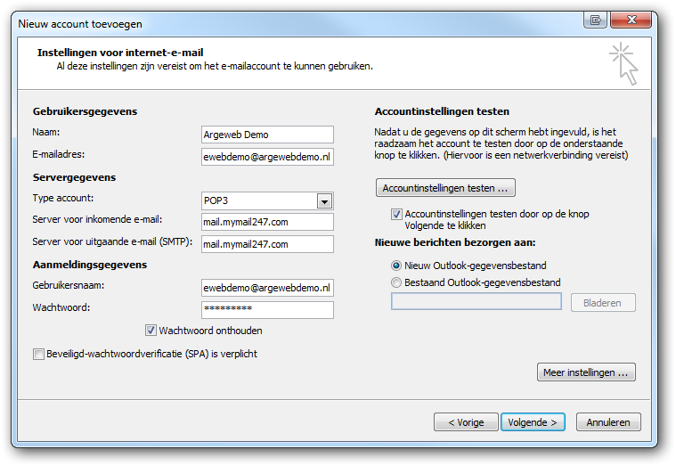 Nieuw account toevoegen Nieuw account toevoegen