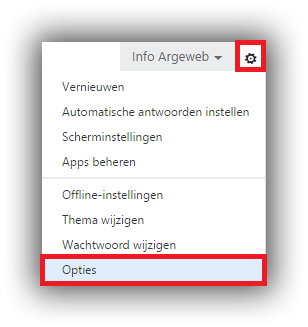 Opties Webmail Opties Webmail