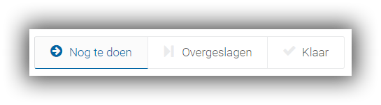 Nog te doen, overgeslagen en klaar Nog te doen, overgeslagen en klaar