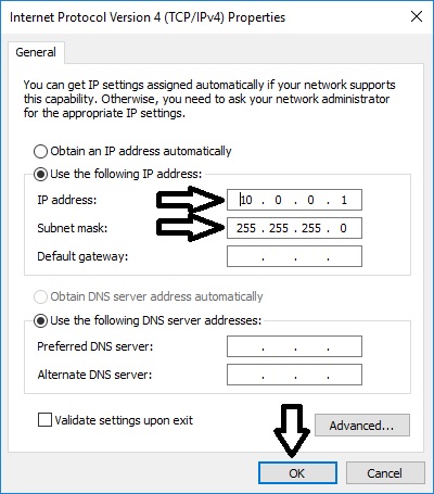 IP adres instellen