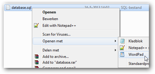 Bestand openen met WordPad