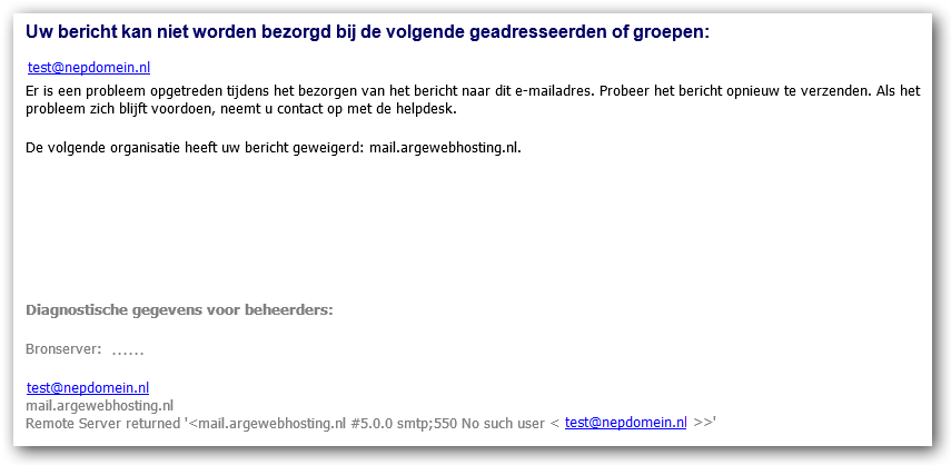 Een bericht versturen een niet bestaand e-mailadres | Argeweb