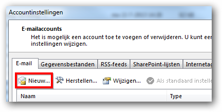 nieuw account toevoegen nieuw account toevoegen