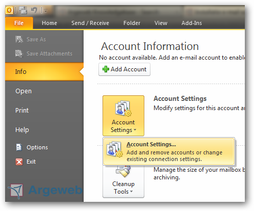 Account toevoegen in Outlook 2010