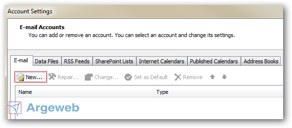 Nieuw account toevoegen in Outlook 2010