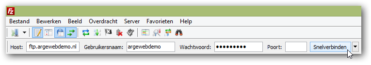 filezilla inloggen