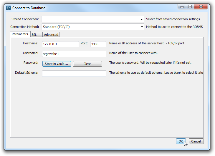 MySQL connectie gegevens