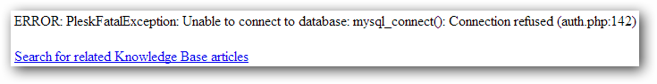 Plesk MySQL Error
