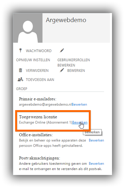 Office 365 - gebruiker bewerken