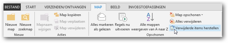 Verwijderde items herstellen Verwijderde items herstellen